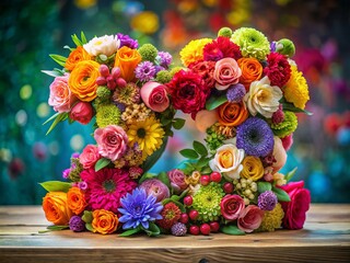 Vibrant Flower Bouquet Shaped as Number 2 - Creative Floral Arrangement for Celebrations and Events, Perfect for Birthdays, Anniversaries, and Special Occasions