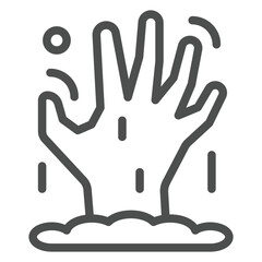 Hand from grave line icon, halloween concept. Vector graphics. Zombie hand sign on white background, outline style icon for mobile or web design.