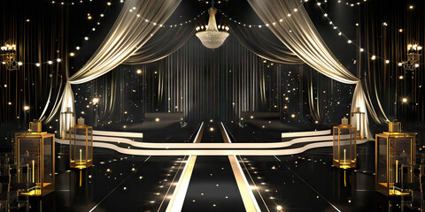 Vintage Hollywood: Classic black and white with hints of old Hollywood glamour in gold and silver create a vintage Hollywood theme © Lila Patel