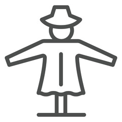 Scarecrow dummy line icon, halloween concept. Vector graphics. Field doll sign on white background, outline style icon for mobile or web design.