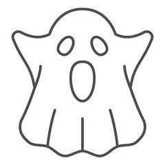 Obraz premium Ghost thin line icon, haloween concept. Vector graphics. After life cloth sign on white background, outline style icon for mobile or web design.