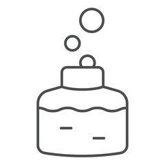 Obraz premium Vial with a witch love potion thin line icon, halloween concept. Vector graphics. Perfume jar sign on white background, outline style icon for mobile or web design.