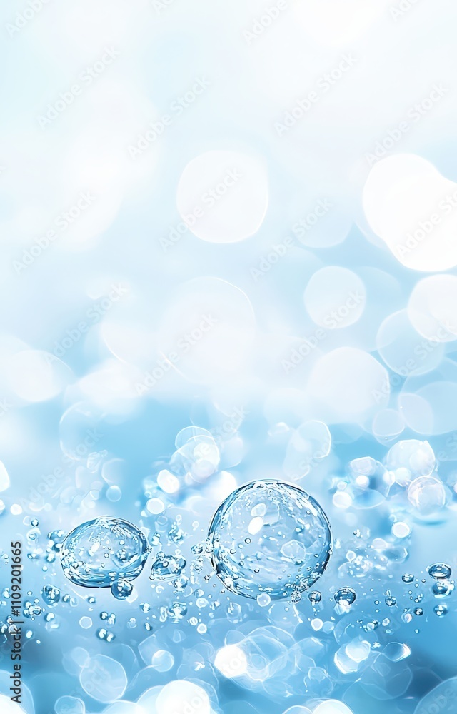 Poster Shimmering water droplets on a blue background