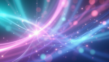 Fototapeta premium Vibrant cosmic artwork with neon lights and sparkles.