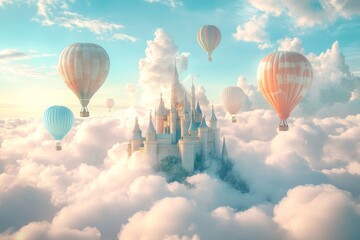 Fototapeta premium Whimsical Cloud Castle Scene