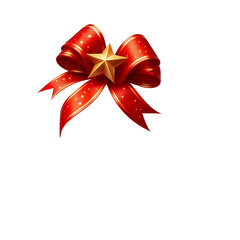 Beautiful Realistic Christmas Ribbon Bow With a Star