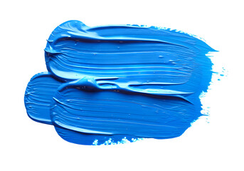 Vibrant Blue Acrylic Paint Stroke on Black Background, Abstract Art Texture, Thick Brushstrokes, Impasto Technique isolated on transparent or white background