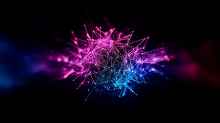 Fototapeta premium A digital sphere with lines radiating outward, each connecting to a glowing node, symbolizing network systems