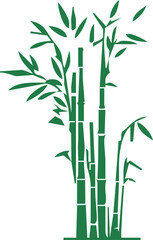Naklejka premium Bamboo plant silhouettes . Bamboo parts and section of branches and leaves shapes for design.