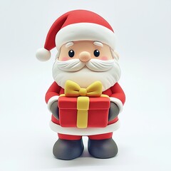 Charming Santa Claus Holding Festive Gift in Soft Clay Materials
