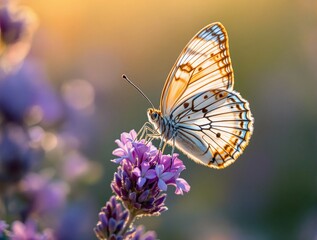 Obraz premium Butterfly on lavender flower