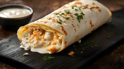 Deliciously Stuffed Wrap with Creamy Filling and Fresh Herbs