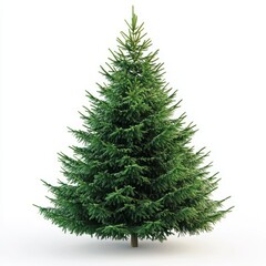 Fototapeta premium Majestic Christmas Tree Adorned with Dense Evergreen Foliage on White Background