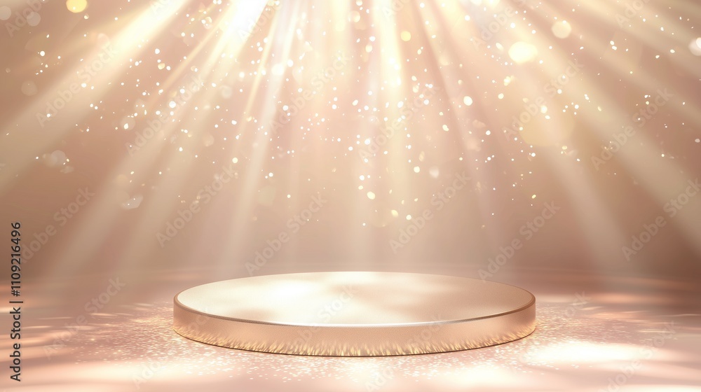 Poster stylish 3d podium in large empty area with soft light effects