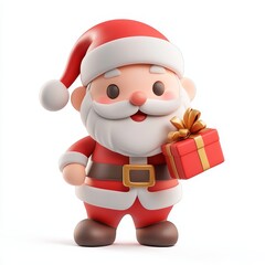Playful Santa Claus Holding A Gift In Festive Christmas Scene