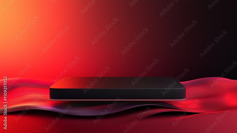 Aufkleber sleek 3d podium with ample empty space surrounded by vibrant waves
