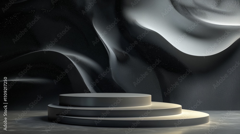 Poster modern 3d podium surrounded by ample empty space for display