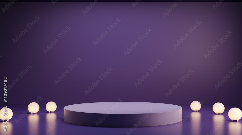 Poster minimalist 3d podium in large empty area with soft lighting