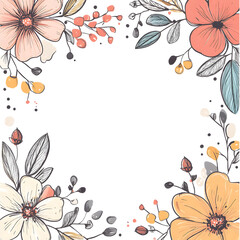 Creative 2D Doodle Floral Illustrations Text Space for Versatile Designs, Greeting Cards, Invitations