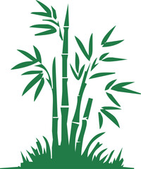 Obraz premium Bamboo plant silhouettes . Bamboo parts and section of branches and leaves shapes for design.