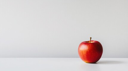 Single red apple on white background.
