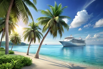 Papier peint photo  "Cruise to the Caribbean: Tropical Beach Holiday with Palm Trees and Paradise Vibes"  © Atullah