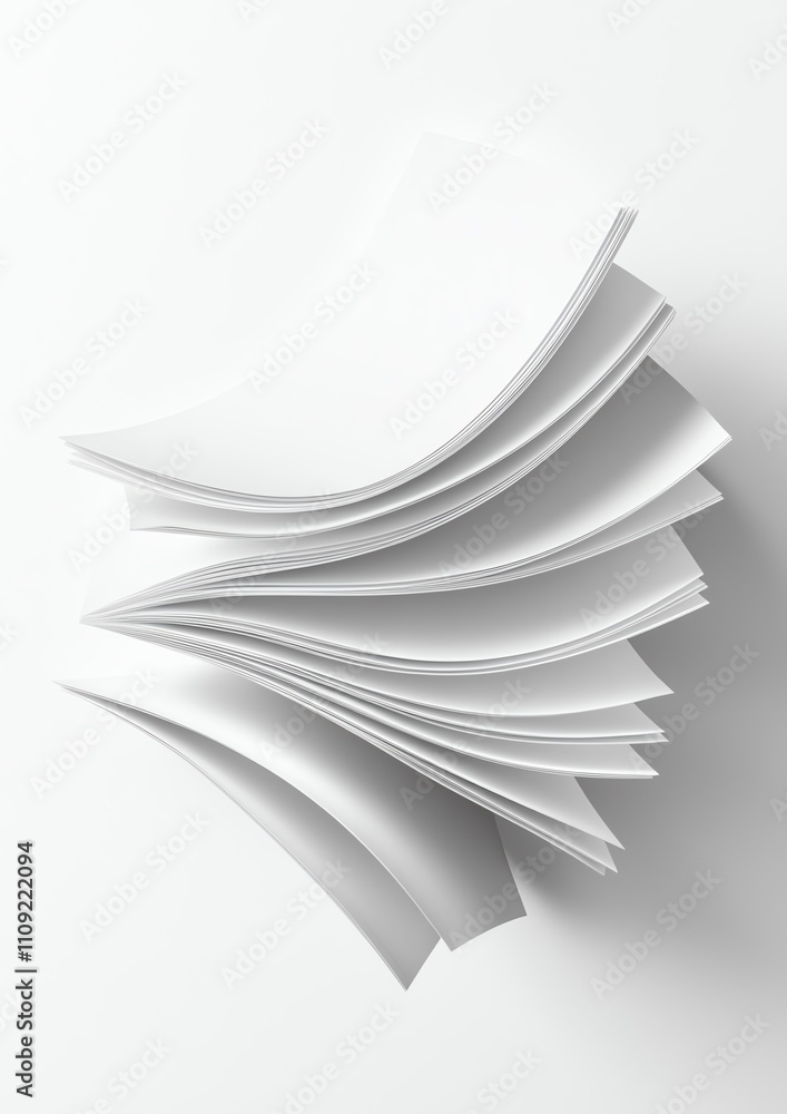 Poster a minimalistic and artistic view of blank, stacked sheets of paper, creating an elegant and clean de
