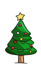 Cartoon Christmas tree on white background