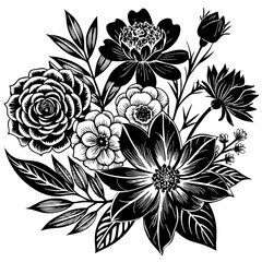 black and white flower