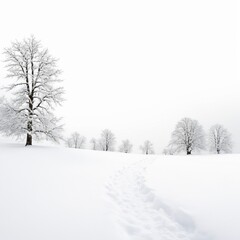 Fototapeta premium Snow landscape isolated on white background