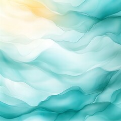 Fototapeta premium A serene abstract background featuring soft waves in shades of teal and light yellow. Perfect for use in design projects, digital art, and calming presentations.