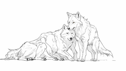 Fototapeta premium Wolf Sketch in Pencil Featuring Clean Simple Lines with a Natural Wild Look