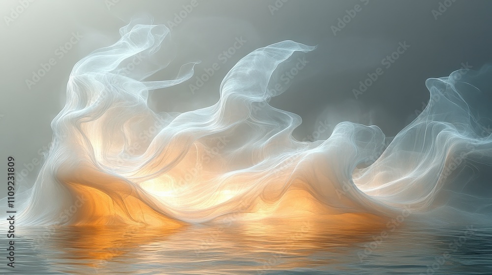 Aufkleber ethereal waves of light and color dance across calm waters, creating a dreamlike scene of soft textu
