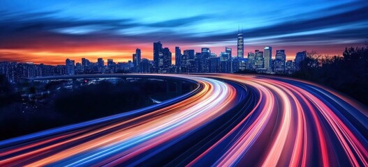 Fototapeta premium Motion blur creates a sense of speed in an urban setting.