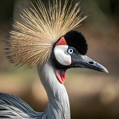 Fototapeta premium close up portrait of grey crowned crane