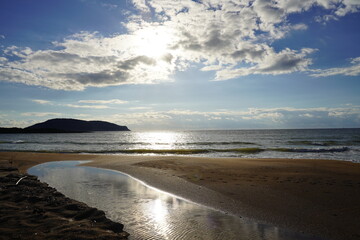 Sunset on the beach with beautiful colors at summer