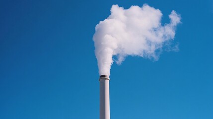 Smoke billows from industrial smokestack against clear blue sky during daytime