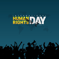 International Human Rights Day. 10 December. with people silhouettes, Poster, Banner or Background