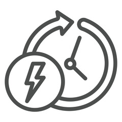 Electric timer line icon, Electricity concept. Vector graphics. Lightning circle arrow sign on white background, outline style icon for mobile or web design.