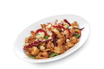 KUNG PAO CHICKEN ON WHITE TRAY 