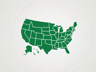 Outline of the United States Map With Distinct States Highlighted in Green Showcasing Geographical Representation