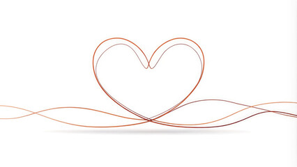 Simple linear heart pattern with delicate lines.Minimalistic isolated heart linart on white background to add romantic elegance to your projects.