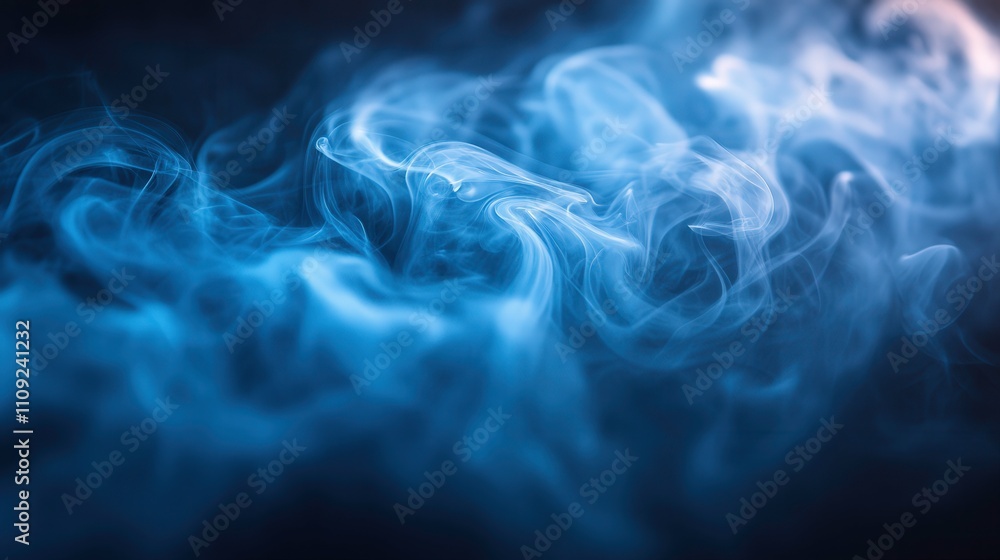 Aufkleber ethereal blue smoke swirls creating a mystical atmosphere with soft flowing patterns and abstract te