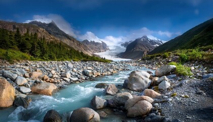 Fototapeta premium glacier stream and rocky terrain