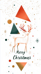 Christmas Reindeer Greeting The elegant "Merry Christmas" text adds a touch of holiday cheer, making it perfect for greeting cards, social media posts, and festive decorations.