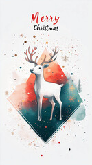 Christmas Reindeer Greeting The elegant "Merry Christmas" text adds a touch of holiday cheer, making it perfect for greeting cards, social media posts, and festive decorations.