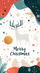 Christmas Reindeer Greeting The elegant "Merry Christmas" text adds a touch of holiday cheer, making it perfect for greeting cards, social media posts, and festive decorations.