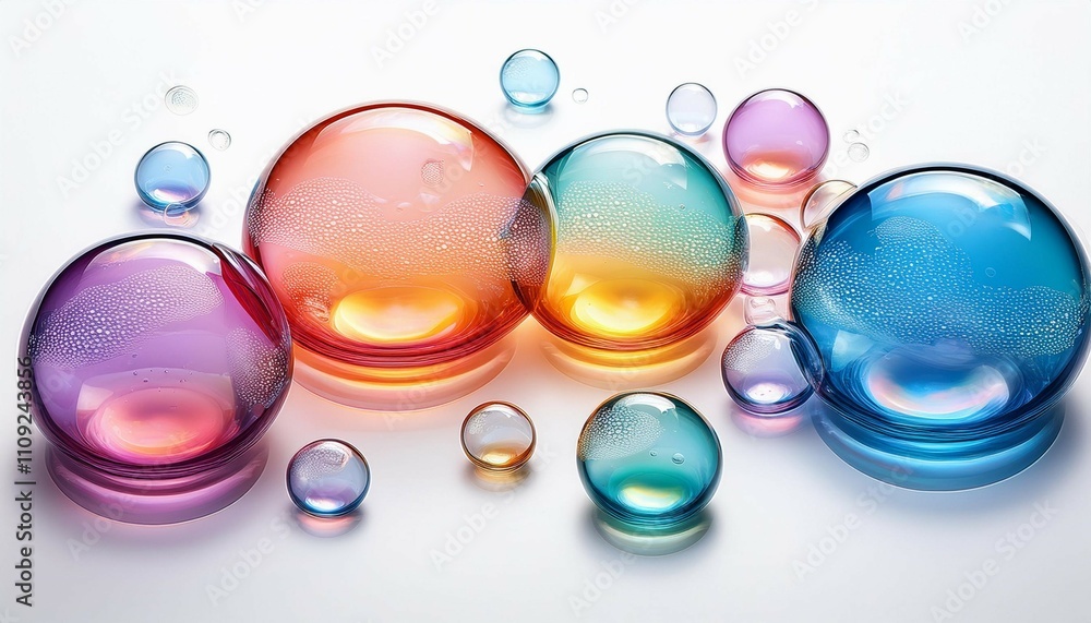 Poster realistic colorful soap bubbles on white background multicolored soap bubbles on a white background