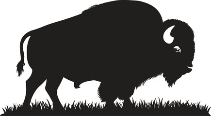 vector illustration of a silhouette bison, animal, silhouette, vector, cow, illustration, farm, pig, mammal, wild, animals, nature, buffalo