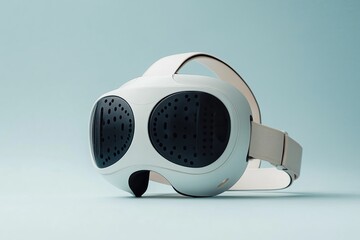 futuristic virtual reality headset on a minimal blue background